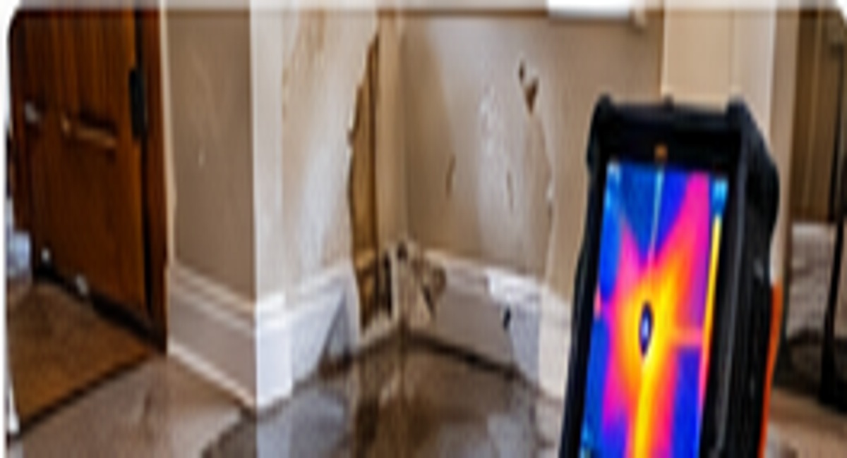 Professional using leak detection equipment near a concrete slab floor